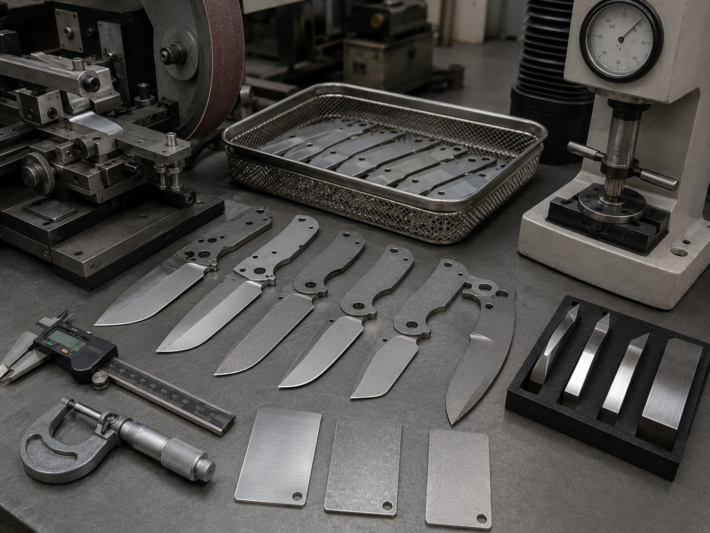 D2 folding knife steel processing