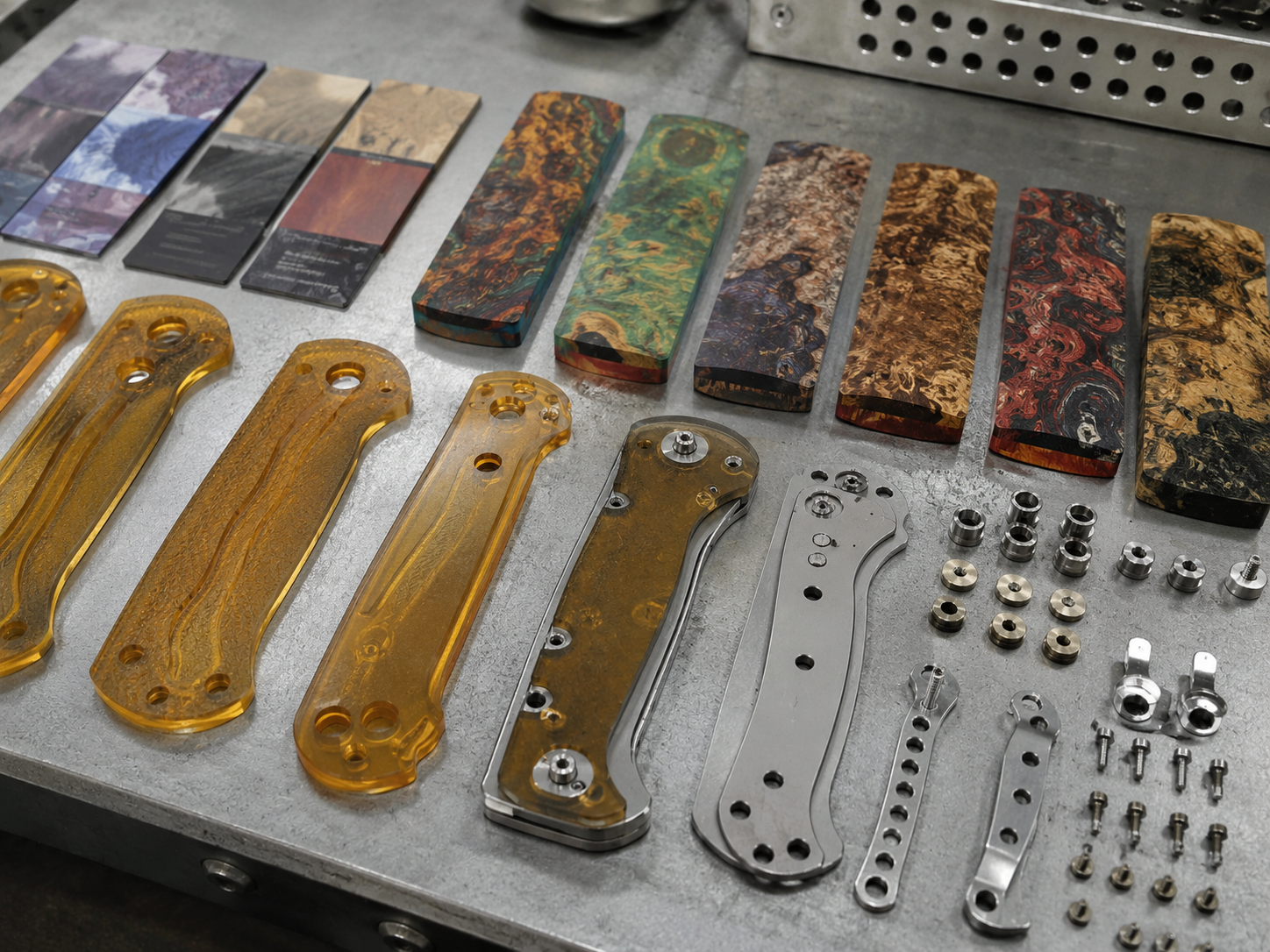 PEI and RAFFIR folding knife handle materials