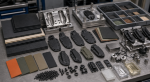 Thermoplastic knife sheath material samples for OEM buyers