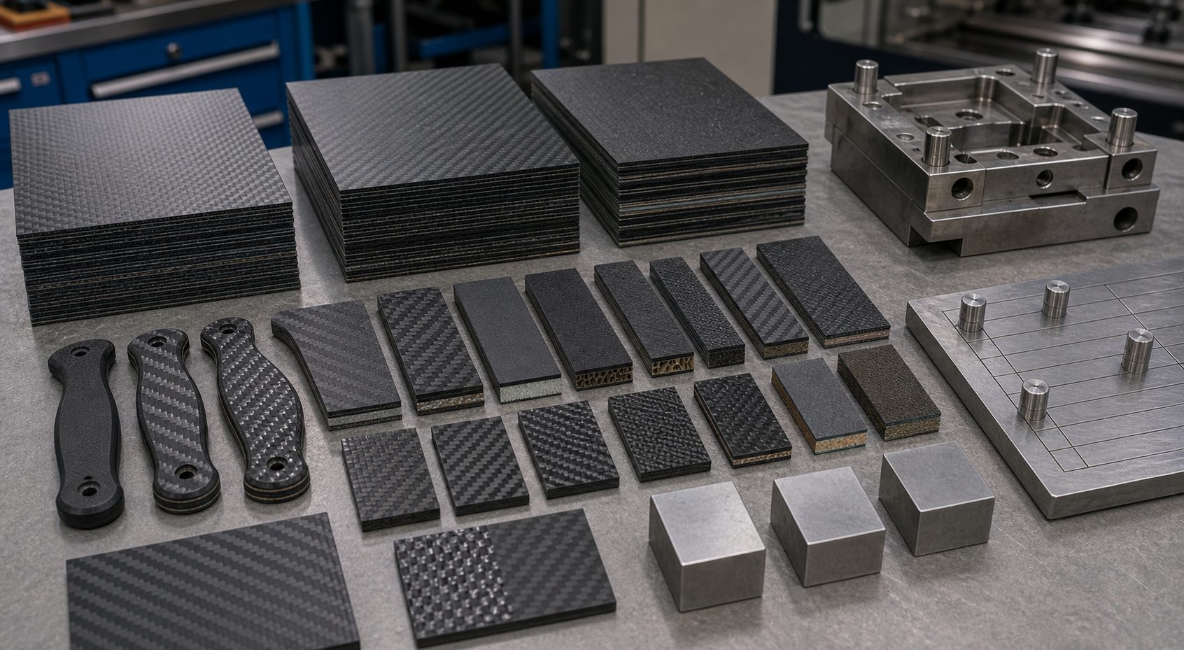 carbon fiber laminate construction for knife scales