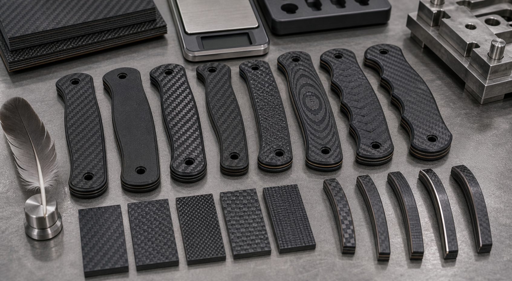 carbon fiber knife scale grip and finish options