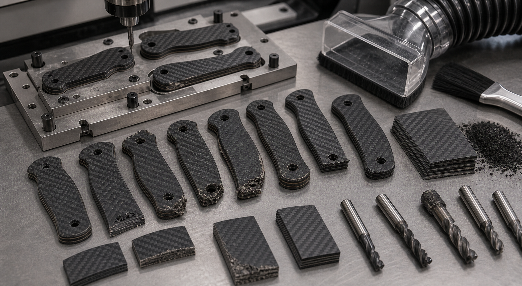carbon fiber knife scale machining risks