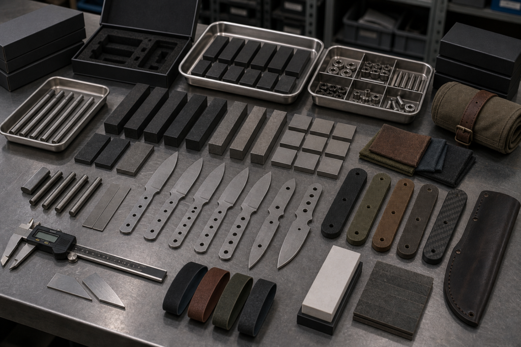 CPM Cru-Wear performance knife steel samples for OEM brands