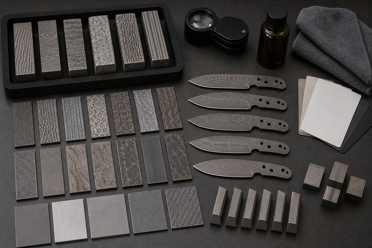 Damascus blade quality control inspection Damascus blade quality control inspection