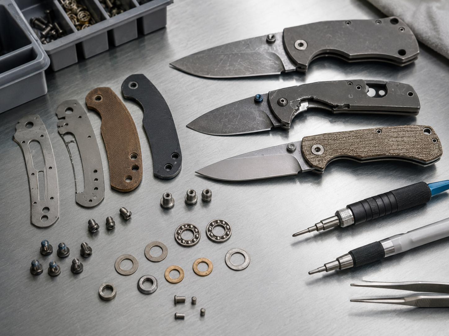folding knife lock pivot and handle assembly