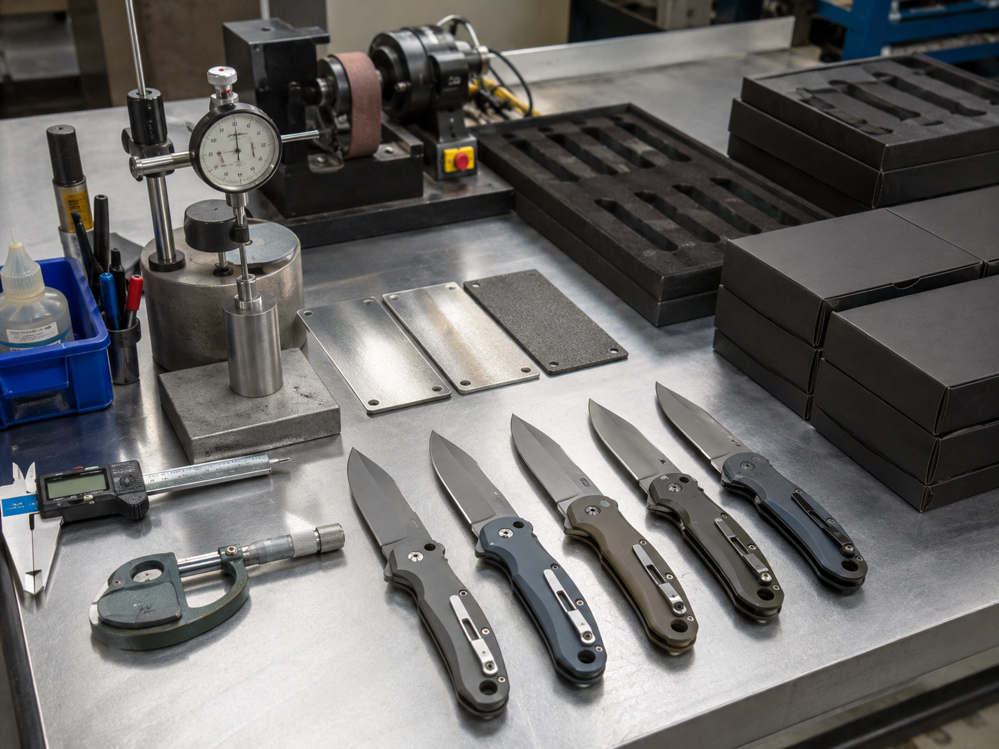 folding knife sharpening finishing inspection and packaging