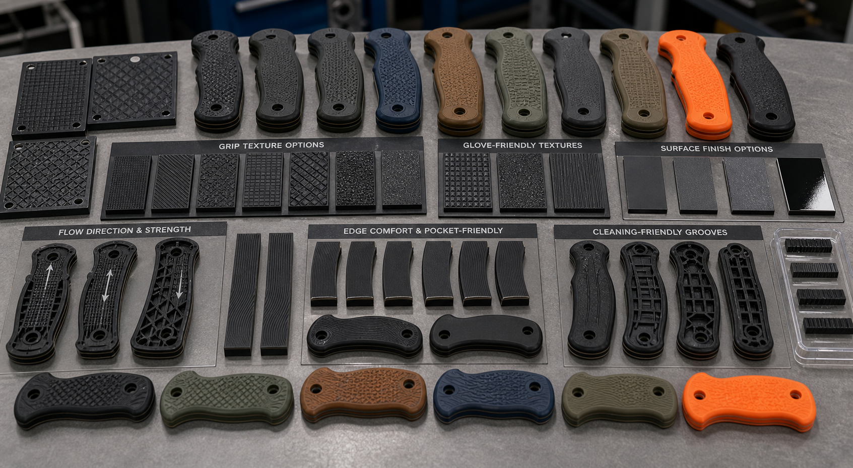 FRN handle texture and grip patterns FRN handle texture and grip patterns