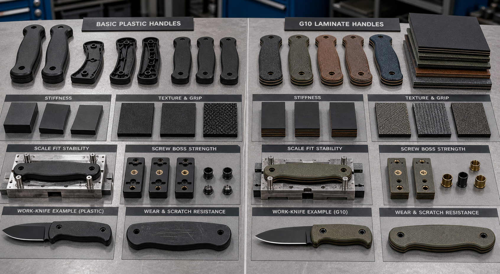 G10 versus plastic knife handle comparison G10 versus plastic knife handle comparison