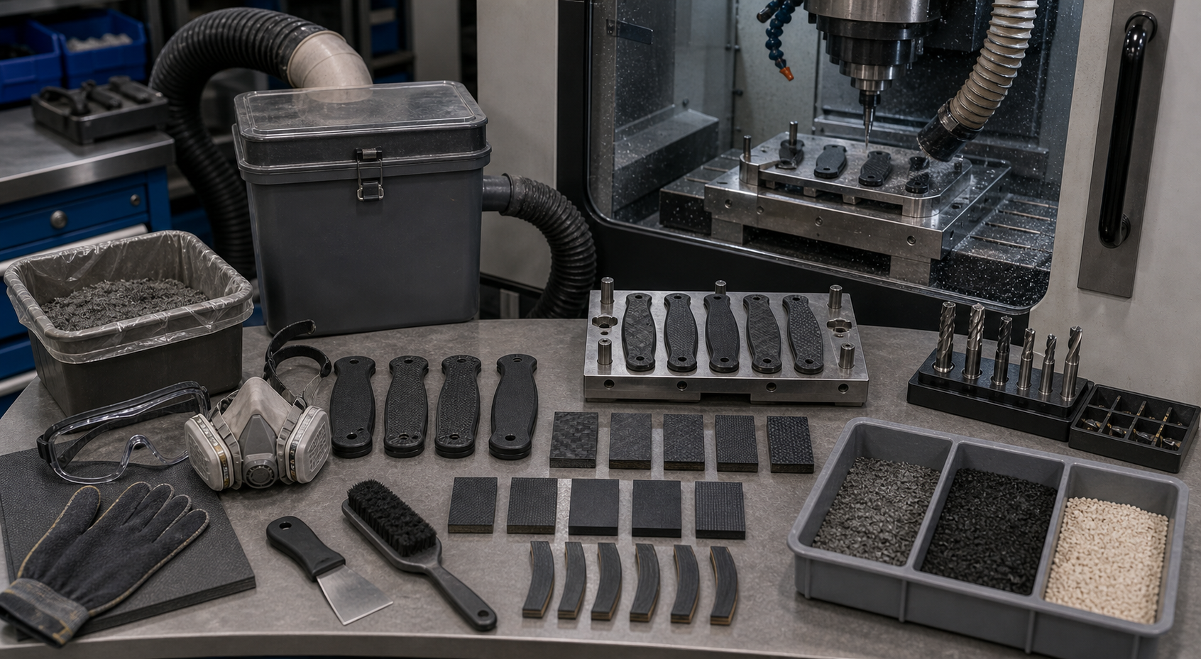 G10 machining dust control in knife production G10 machining dust control in knife production