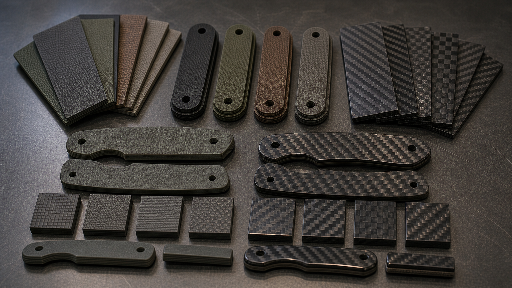 G10 and carbon fiber grip texture comparison G10 and carbon fiber grip texture comparison