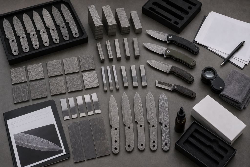 Real Damascus steel verification samples for knife buyers