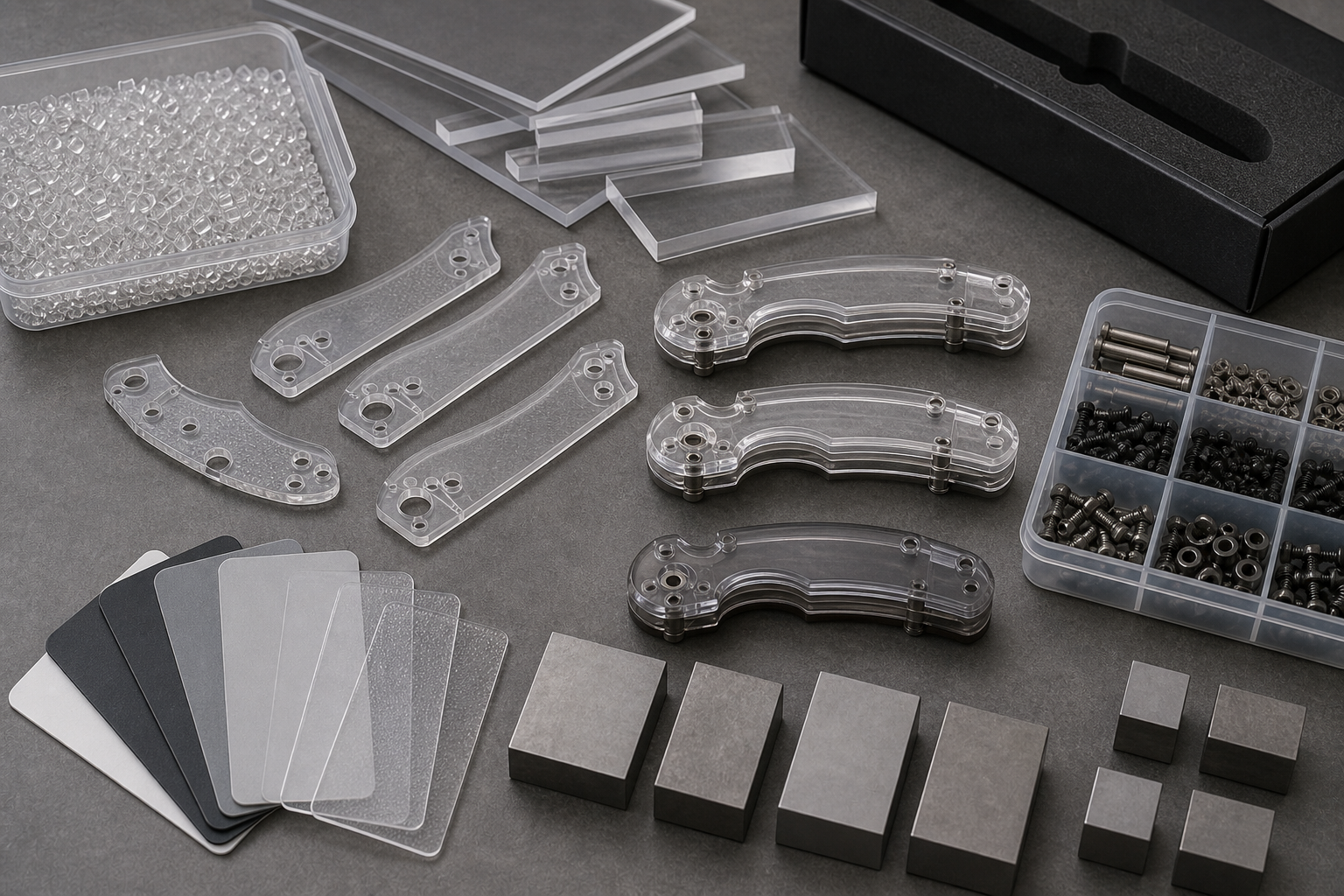 Lexan polycarbonate knife handle material samples Lexan polycarbonate knife handle material samples
