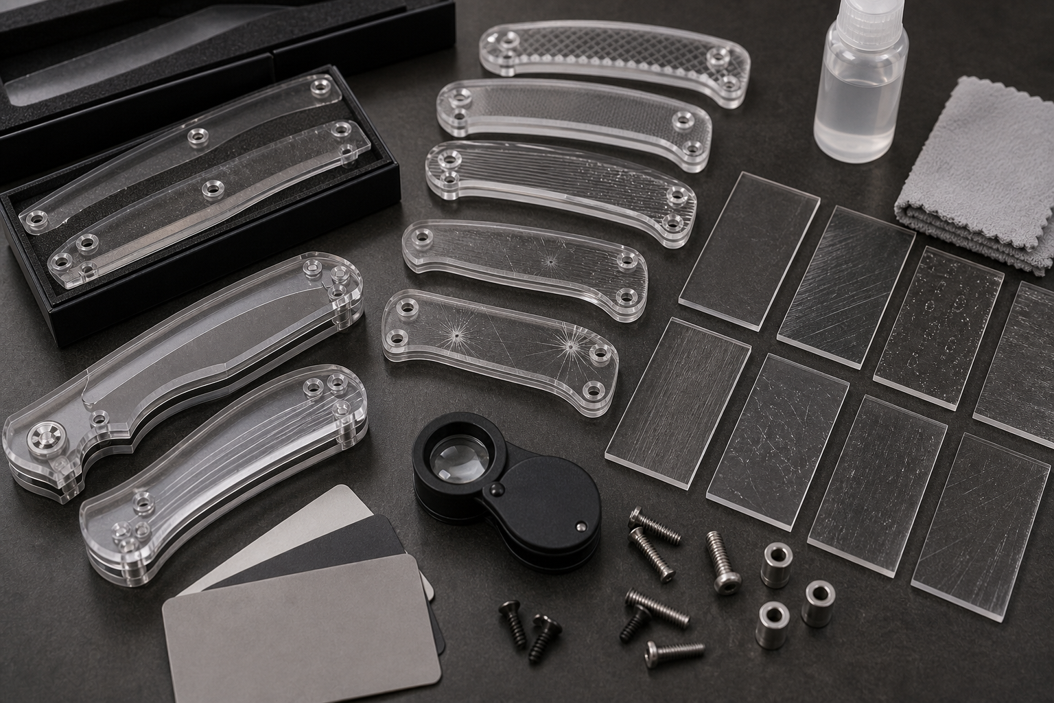 Lexan knife scale screw hole stress inspection Lexan knife scale screw hole stress inspection