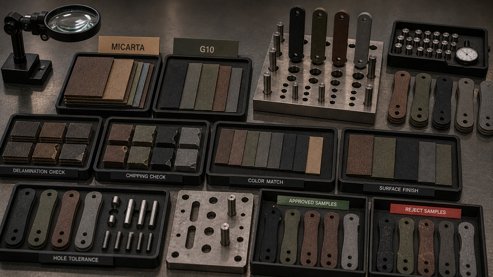 Micarta and G10 handle quality inspection Micarta and G10 handle quality inspection
