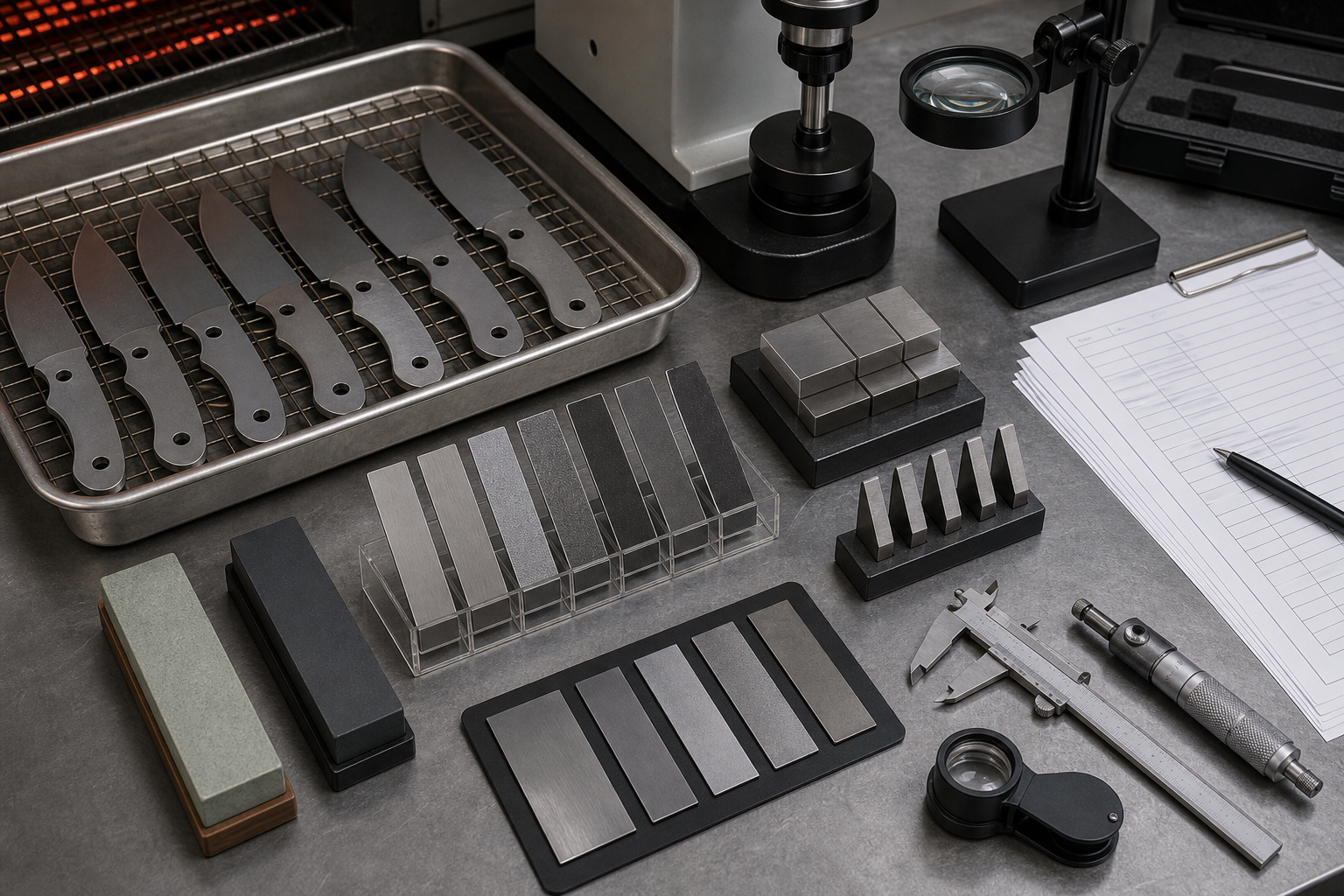 Knife blade heat treatment hardness testing Knife blade heat treatment hardness testing