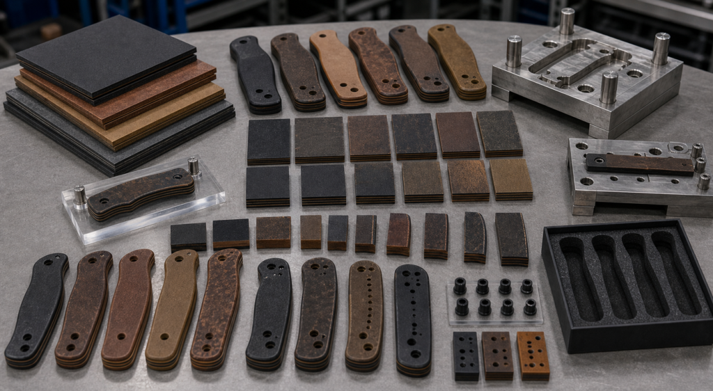 Paper resin composite knife scale samples for OEM buyers