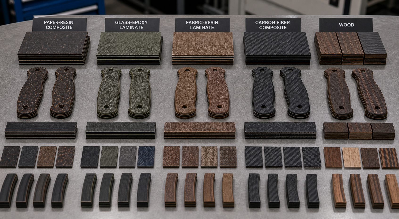 Richlite G10 micarta carbon fiber wood comparison