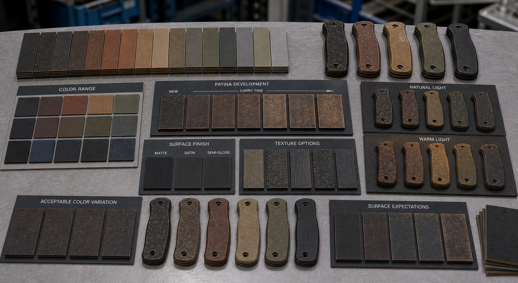 Richlite color texture and patina samples