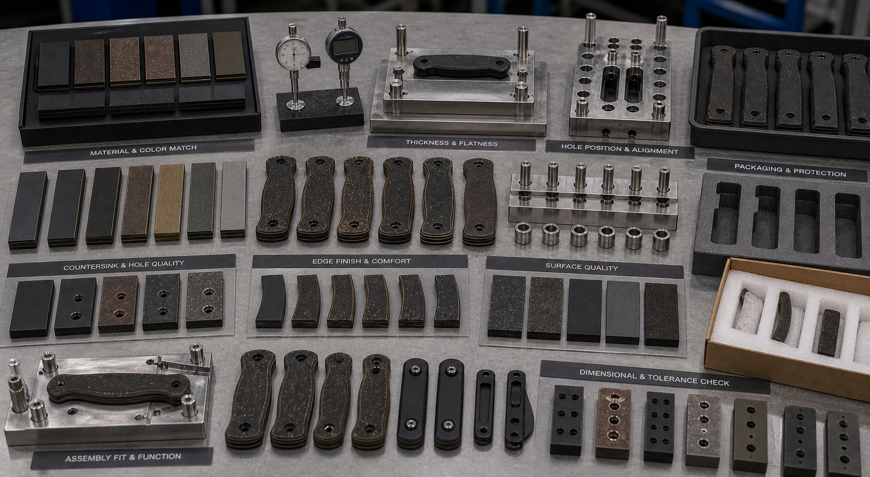 Richlite knife scale quality inspection