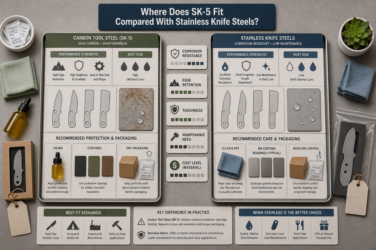 SK-5 carbon steel versus stainless knife steel SK-5 carbon steel versus stainless knife steel