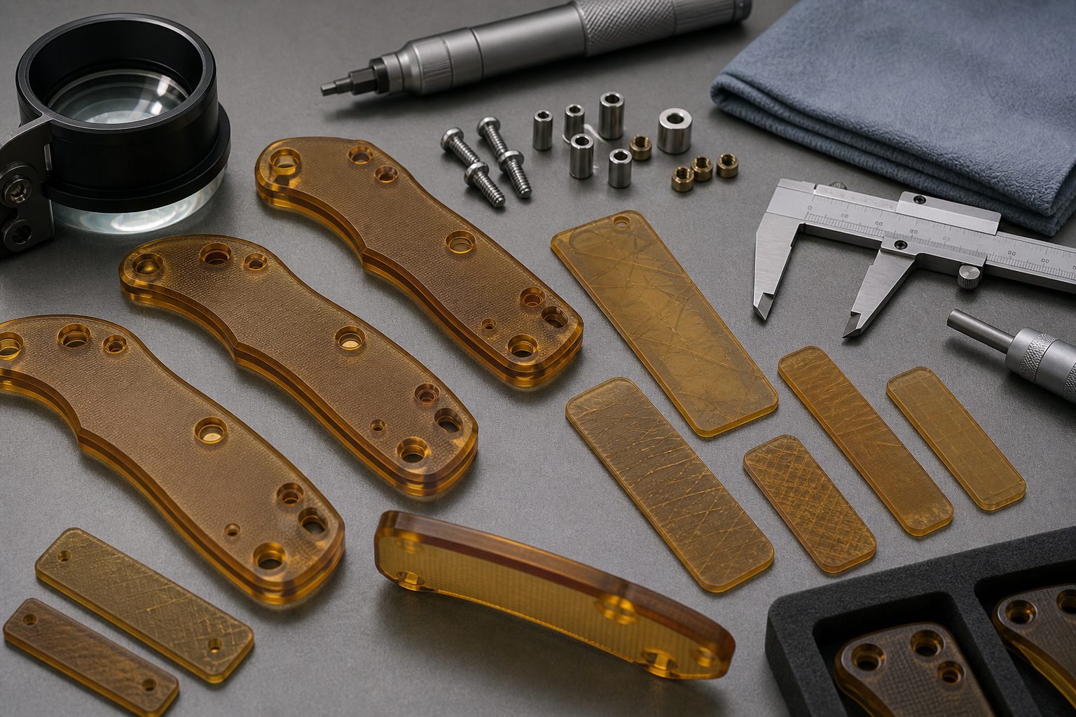 Ultem knife scale screw hole inspection Ultem knife scale screw hole inspection