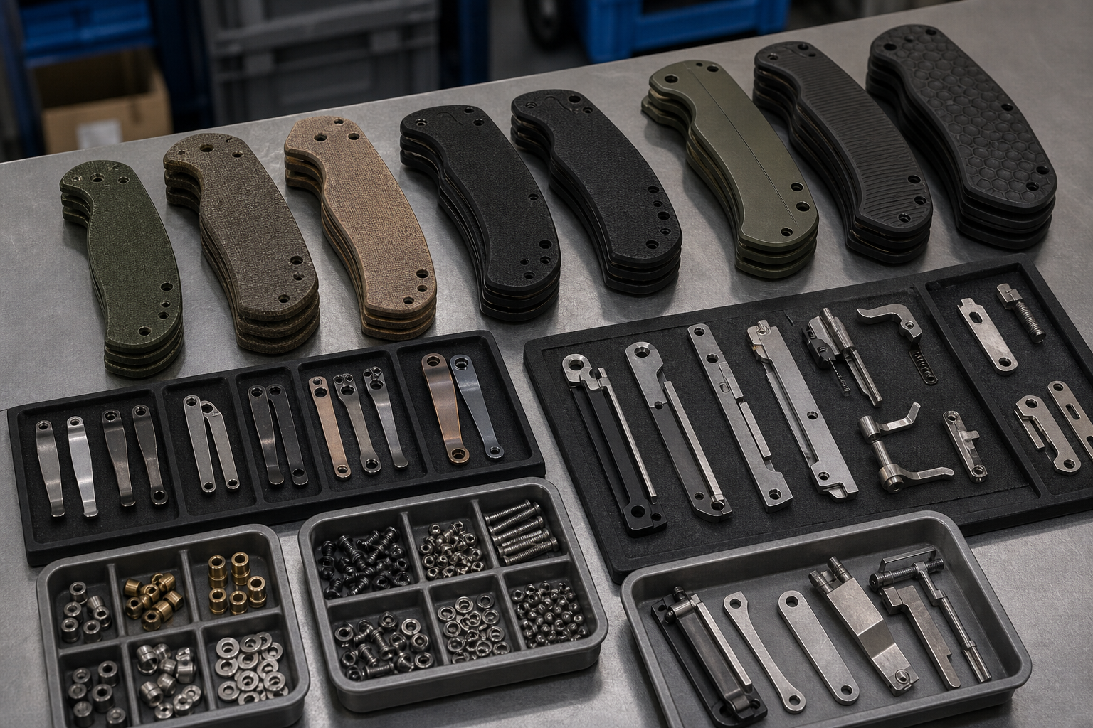 EDC knife handle lock and pocket clip features EDC knife handle lock and pocket clip features