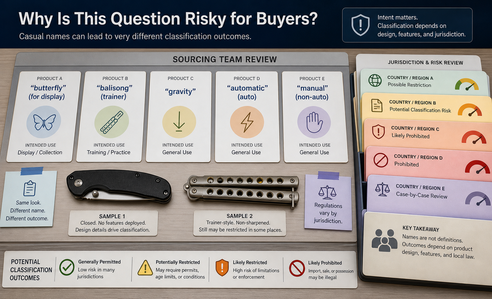 knife mechanism classification sourcing risk