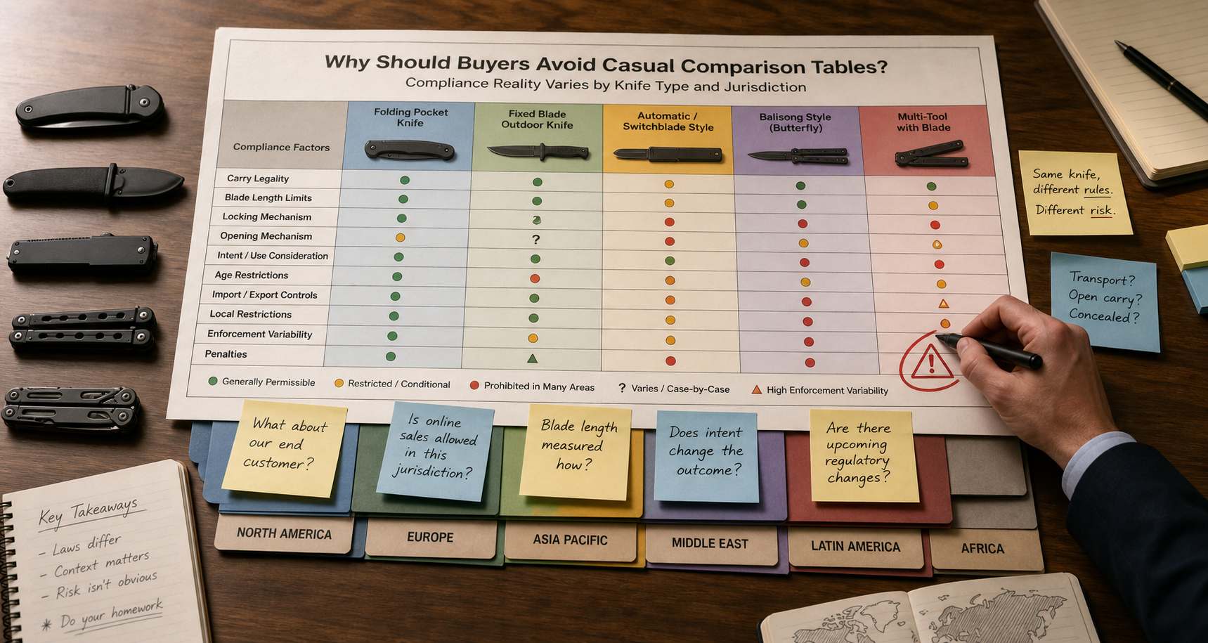 knife category comparison compliance matrix