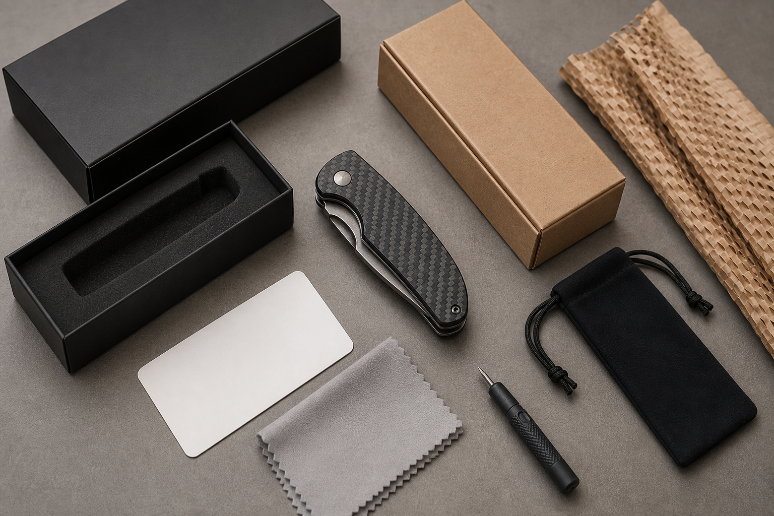 carbon fiber EDC knife packaging and care