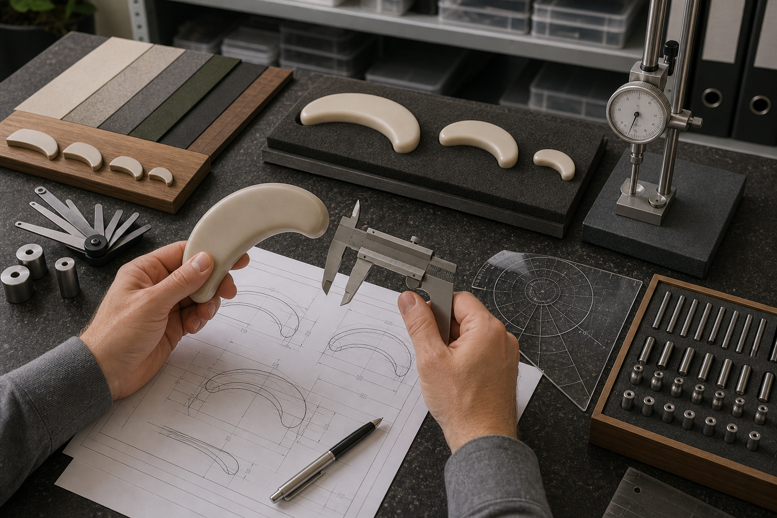 curved blade measurement control