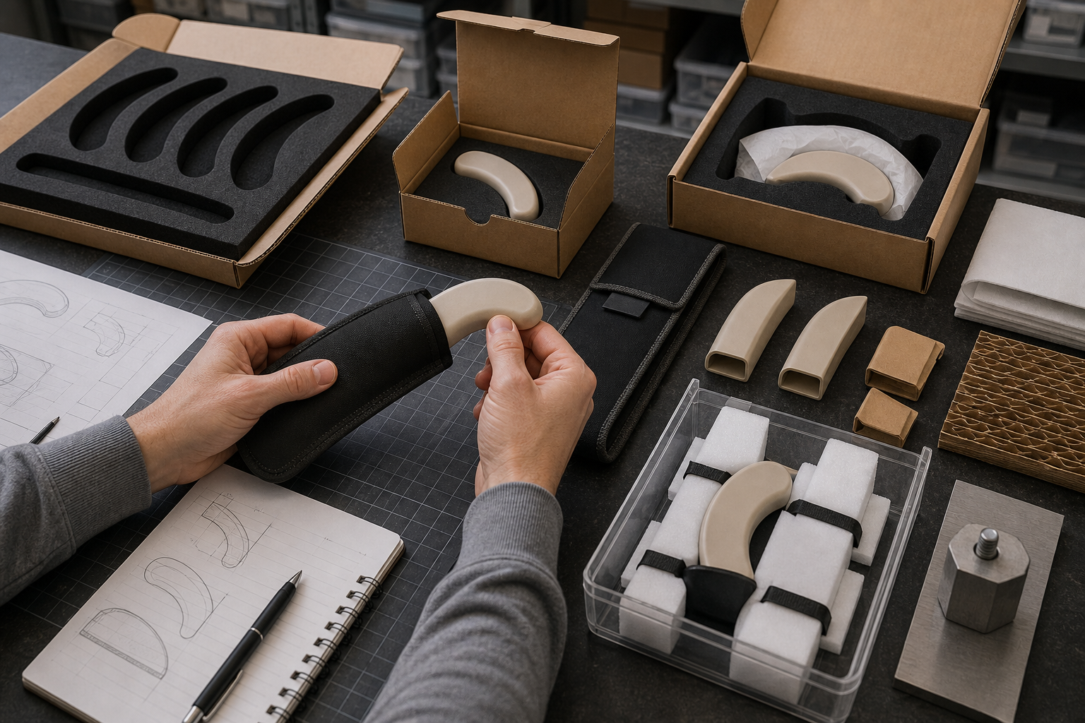 curved blade sheath and packaging fit