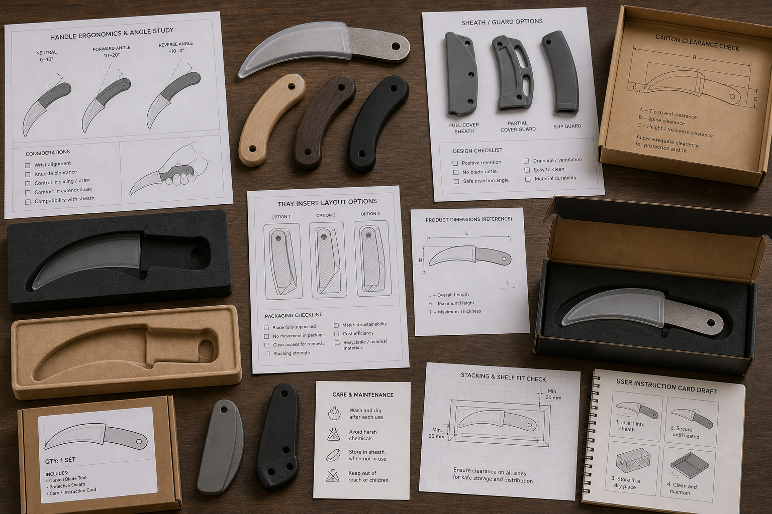 curved blade handle sheath packaging review