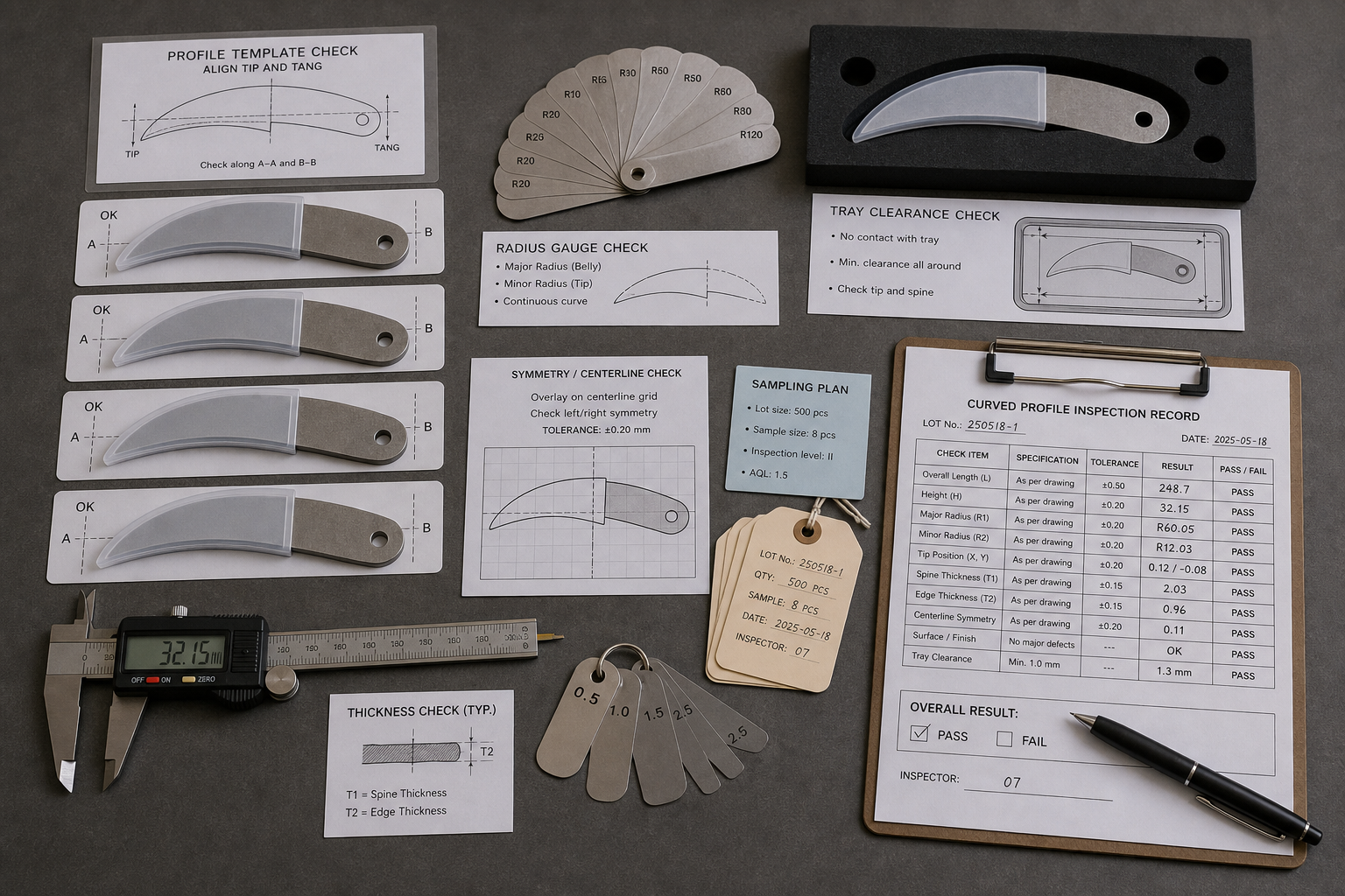 curved blade QC inspection