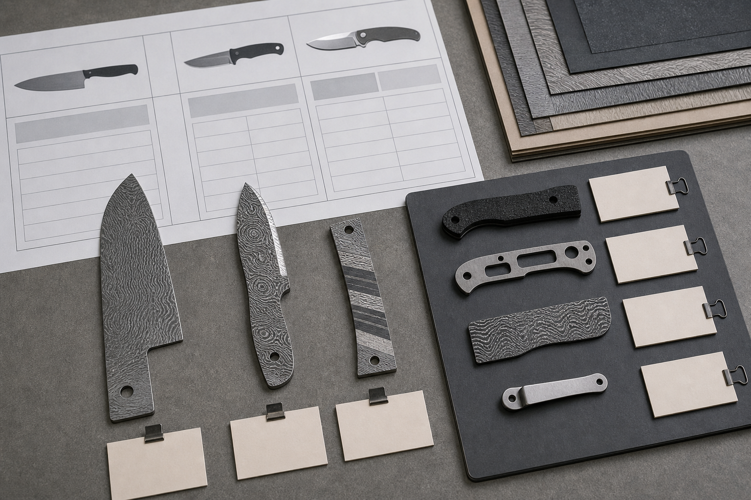 damascus knife construction type selection
