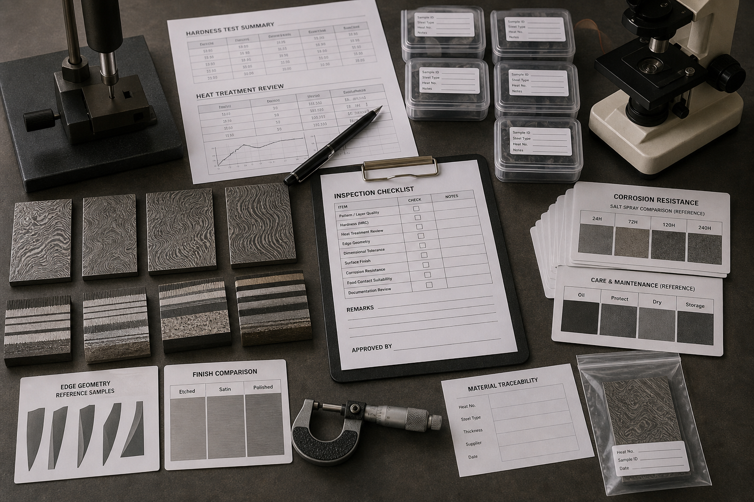 Damascus steel material performance checks