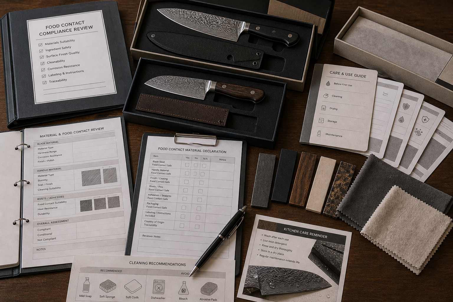 Damascus kitchen knife food contact review