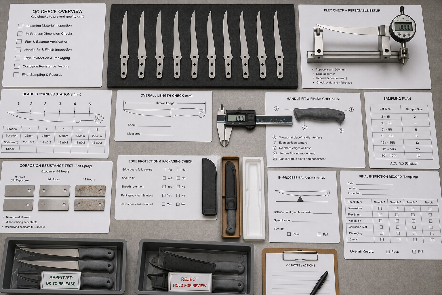 fillet knife QC inspection