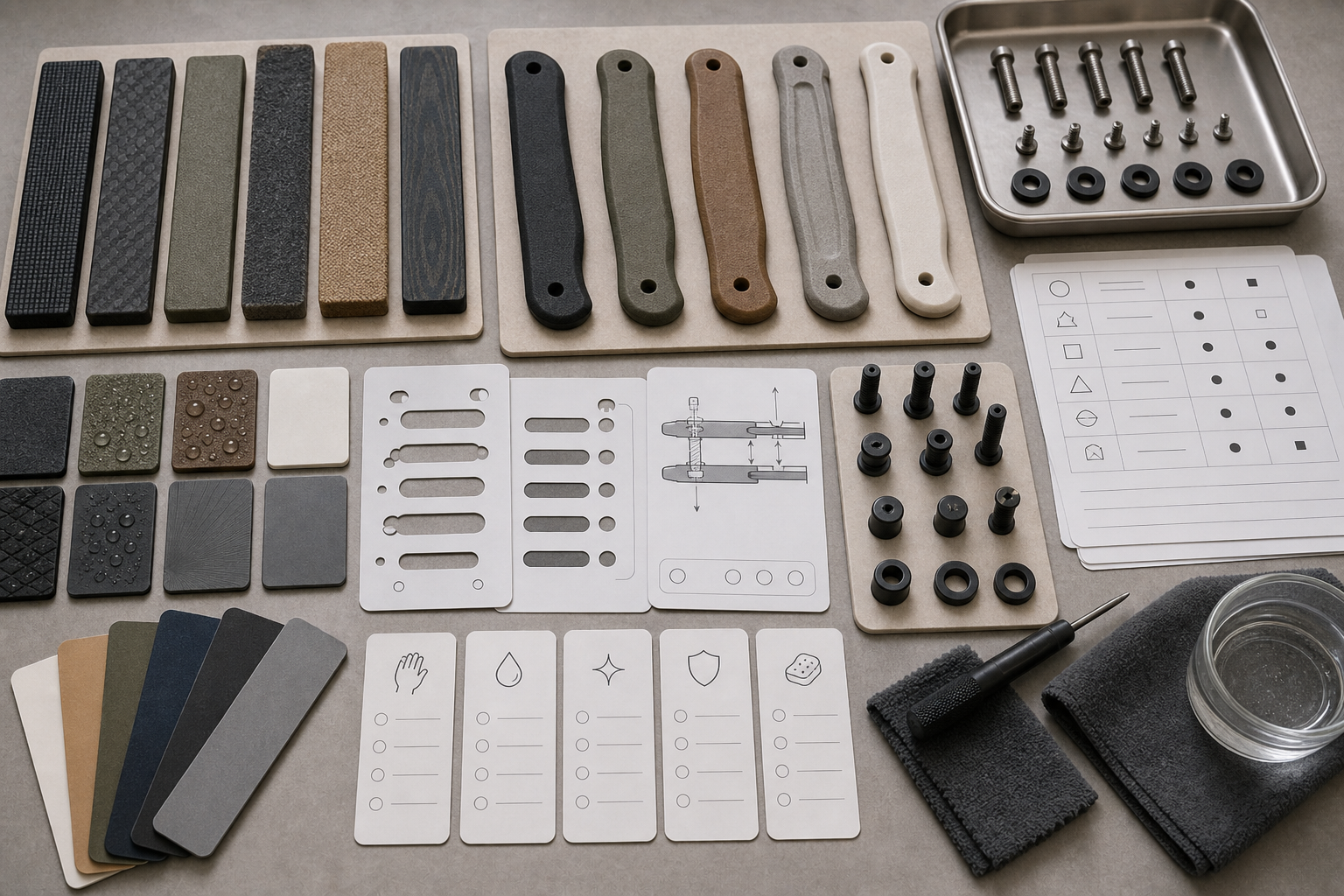 fixed blade handle material assembly fixed blade handle material assembly