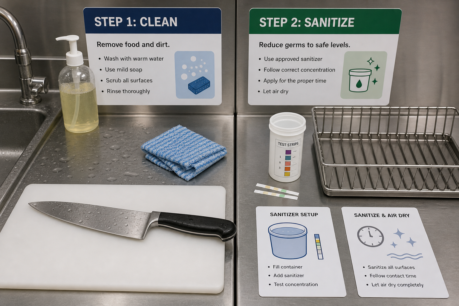 knife cleaning and sanitizing definition