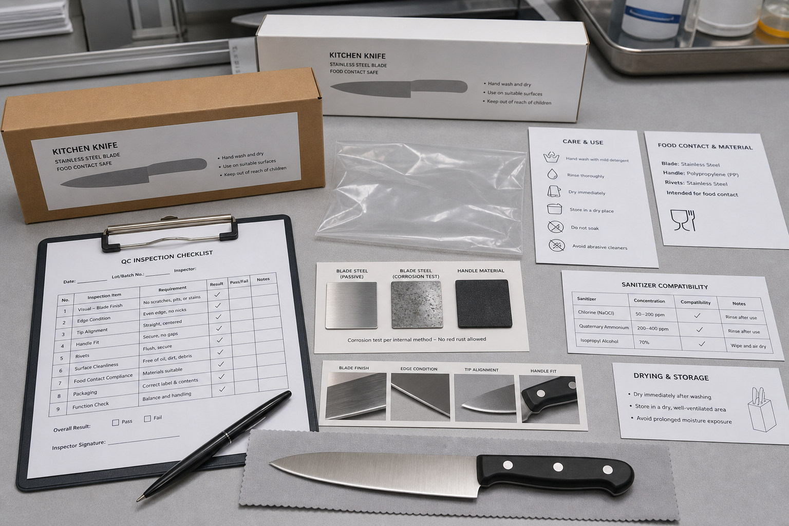 knife cleaning label qc record