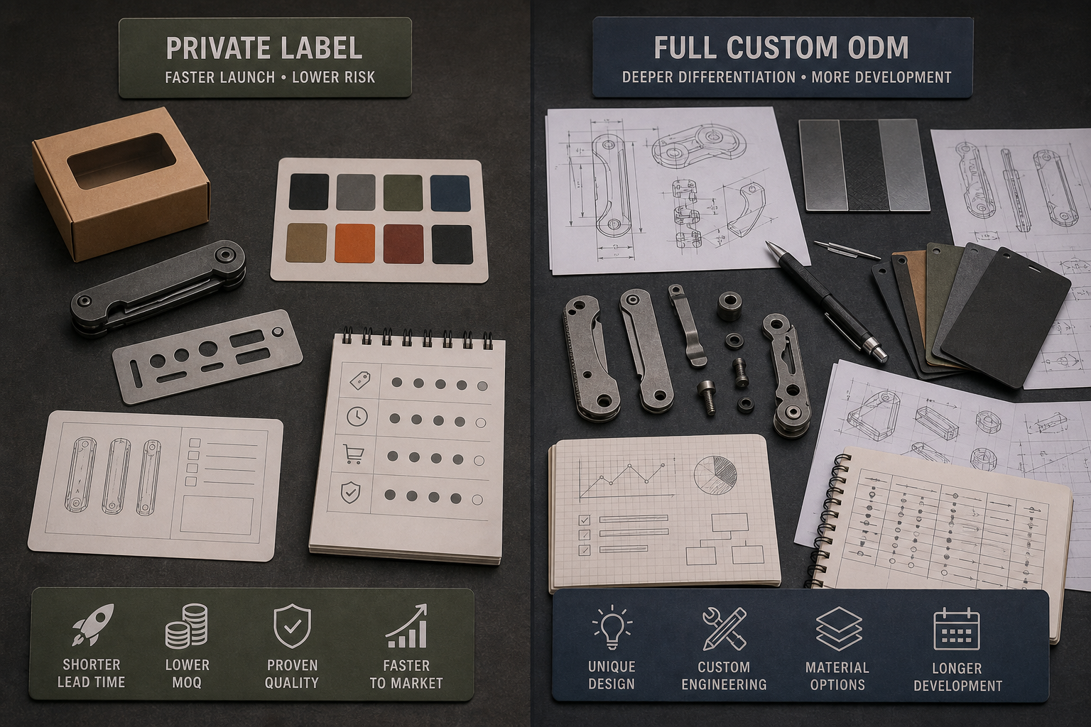 private label vs full custom knife ODM private label vs full custom knife ODM