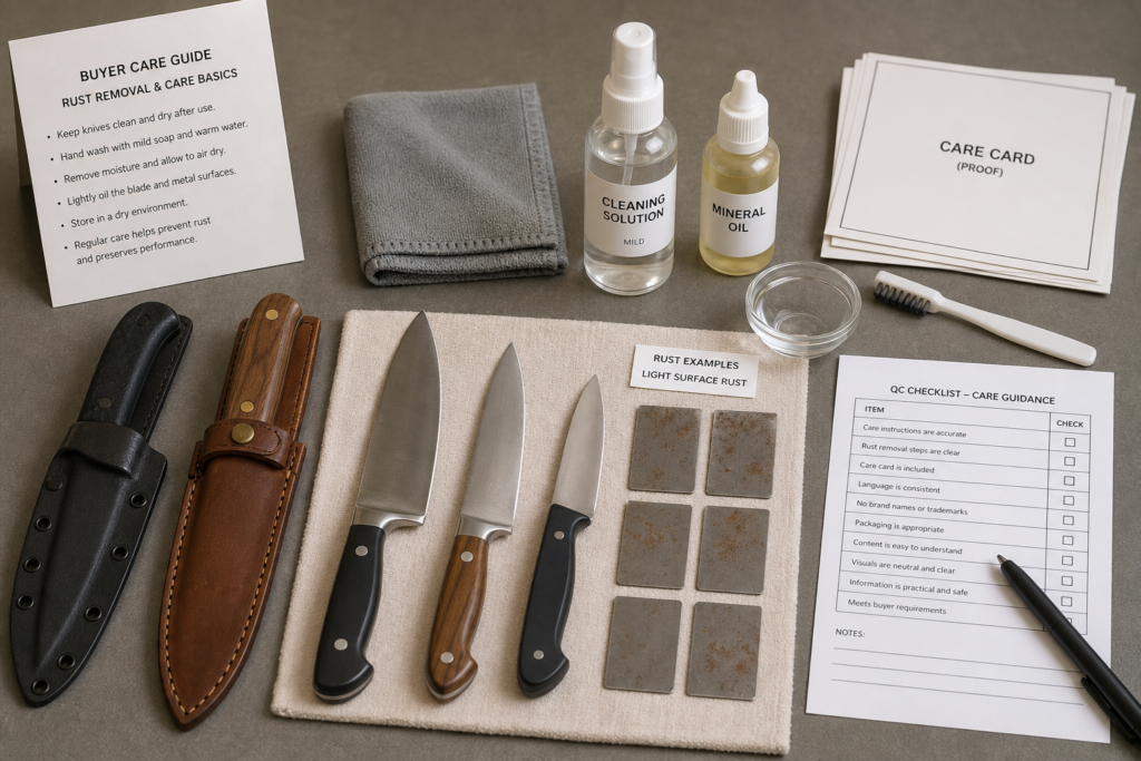 How Should Buyers Explain Rust Removal and Care for Knife Products buyer guide visual