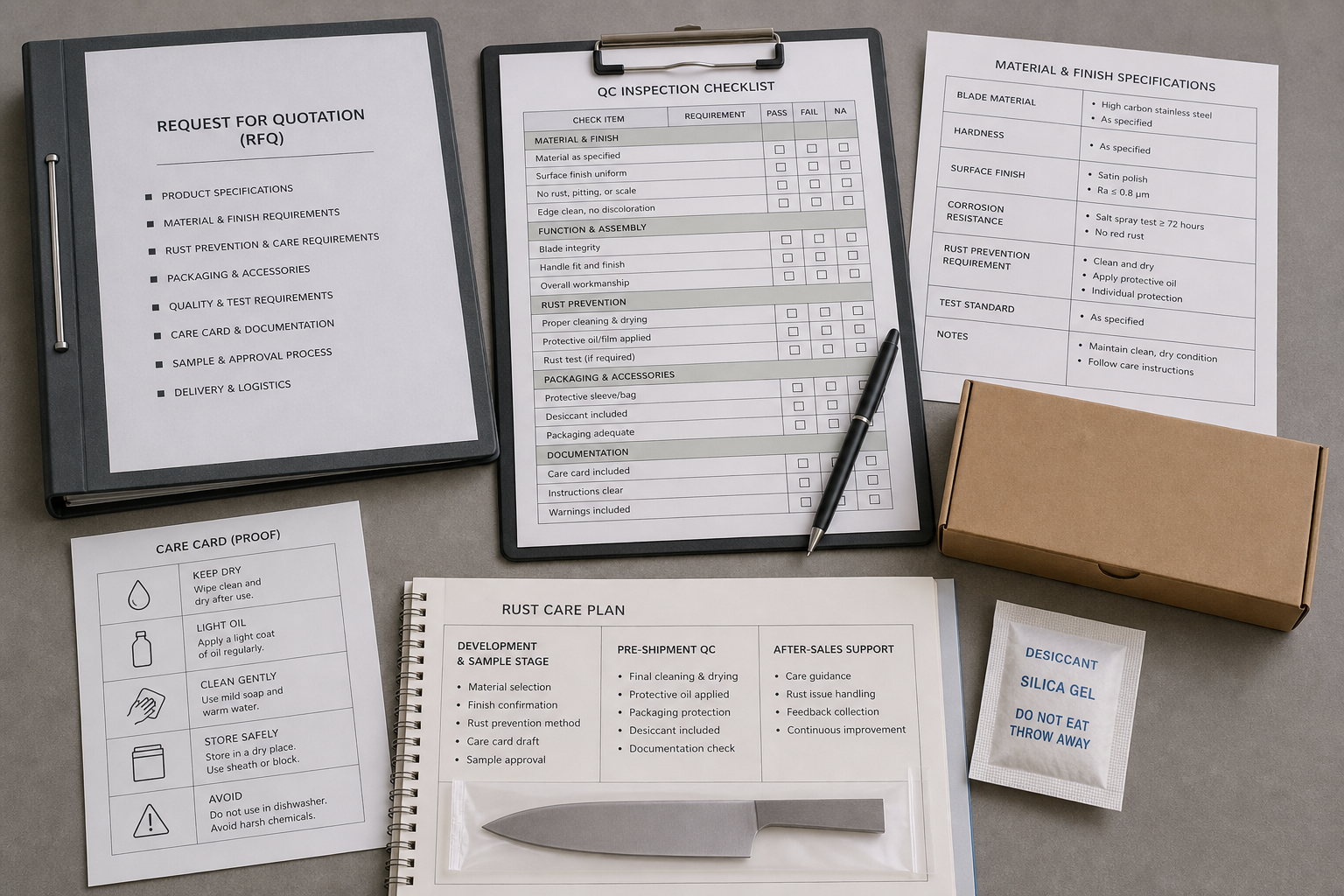 knife rust care RFQ and QC plan knife rust care RFQ and QC plan