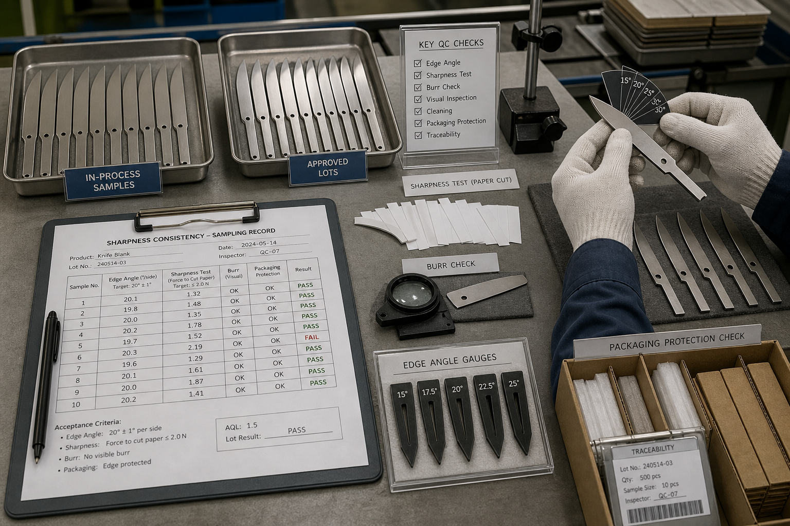 knife sharpness QC inspection knife sharpness QC inspection