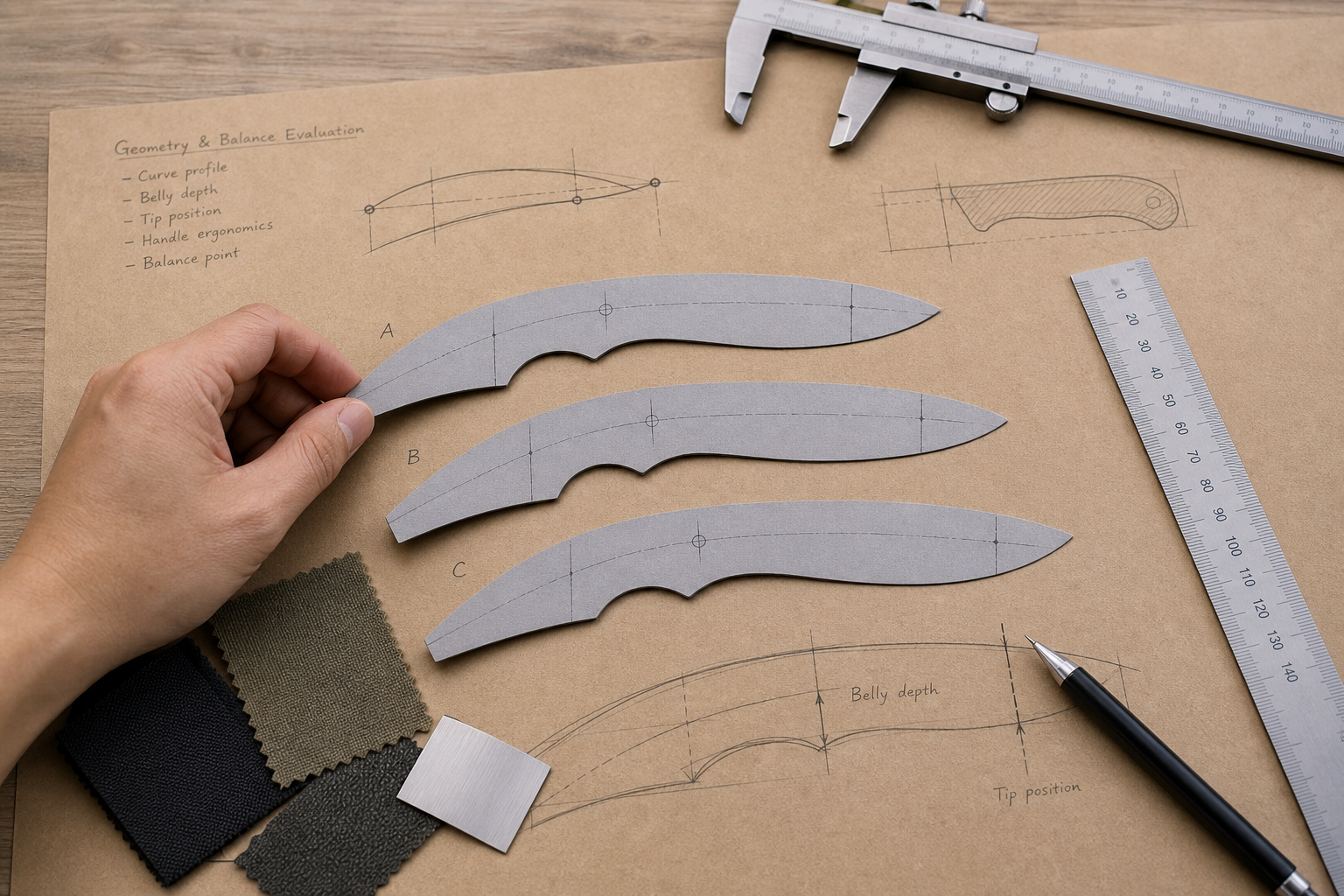 kukri-style blade geometry and curve kukri-style blade geometry and curve
