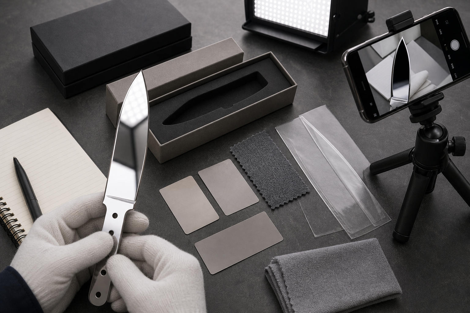 mirror finish knife logo packaging photography mirror finish knife logo packaging photography