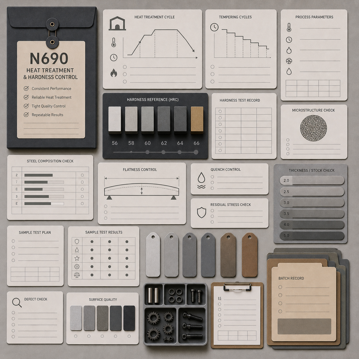 N690 heat treatment and hardness control