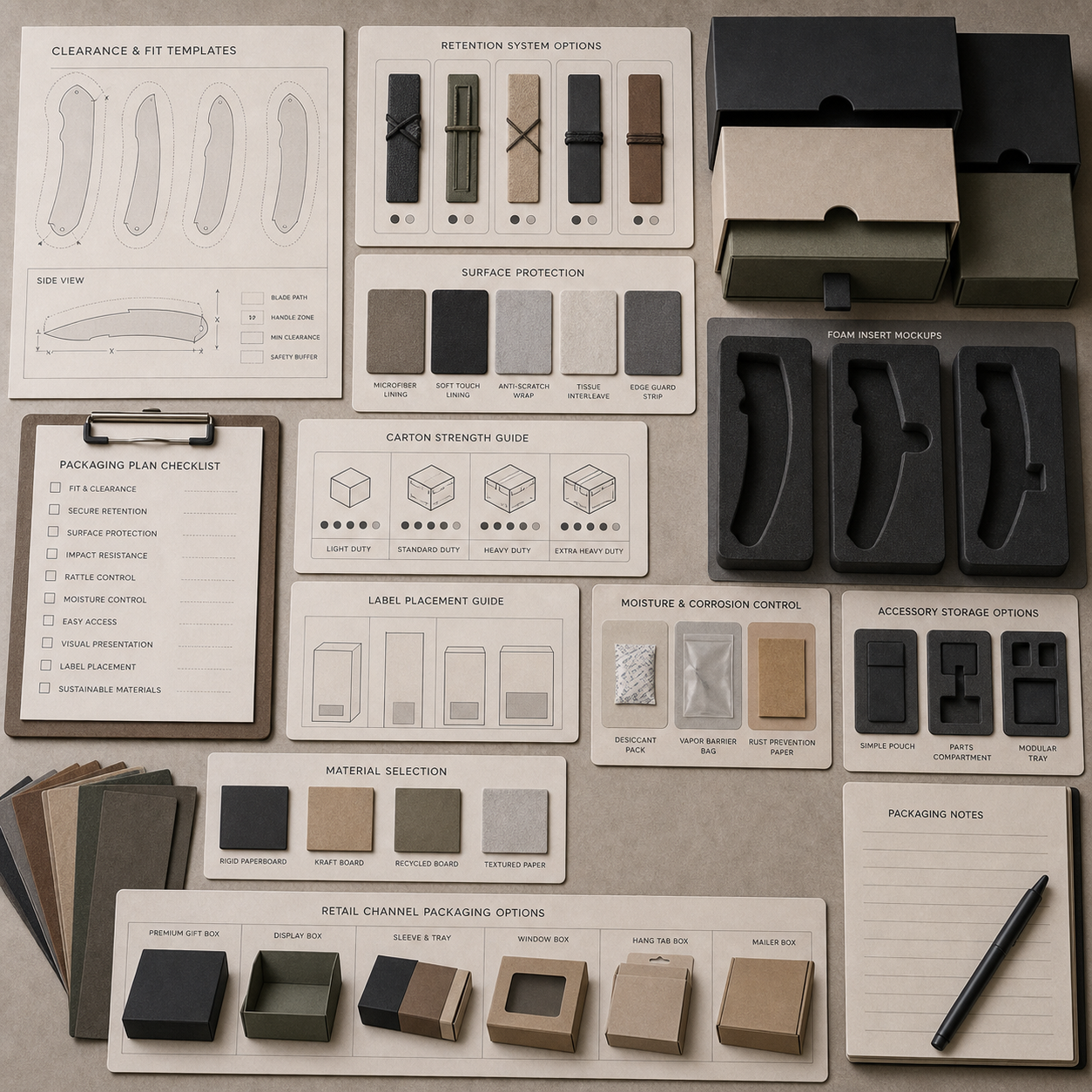 curved knife sheath and packaging planning