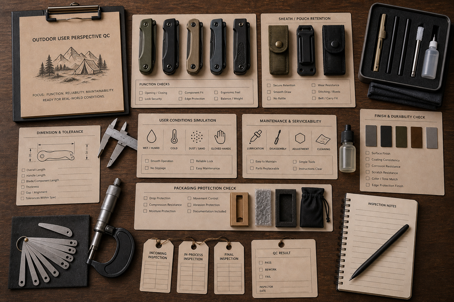 outdoor knife quality control inspection