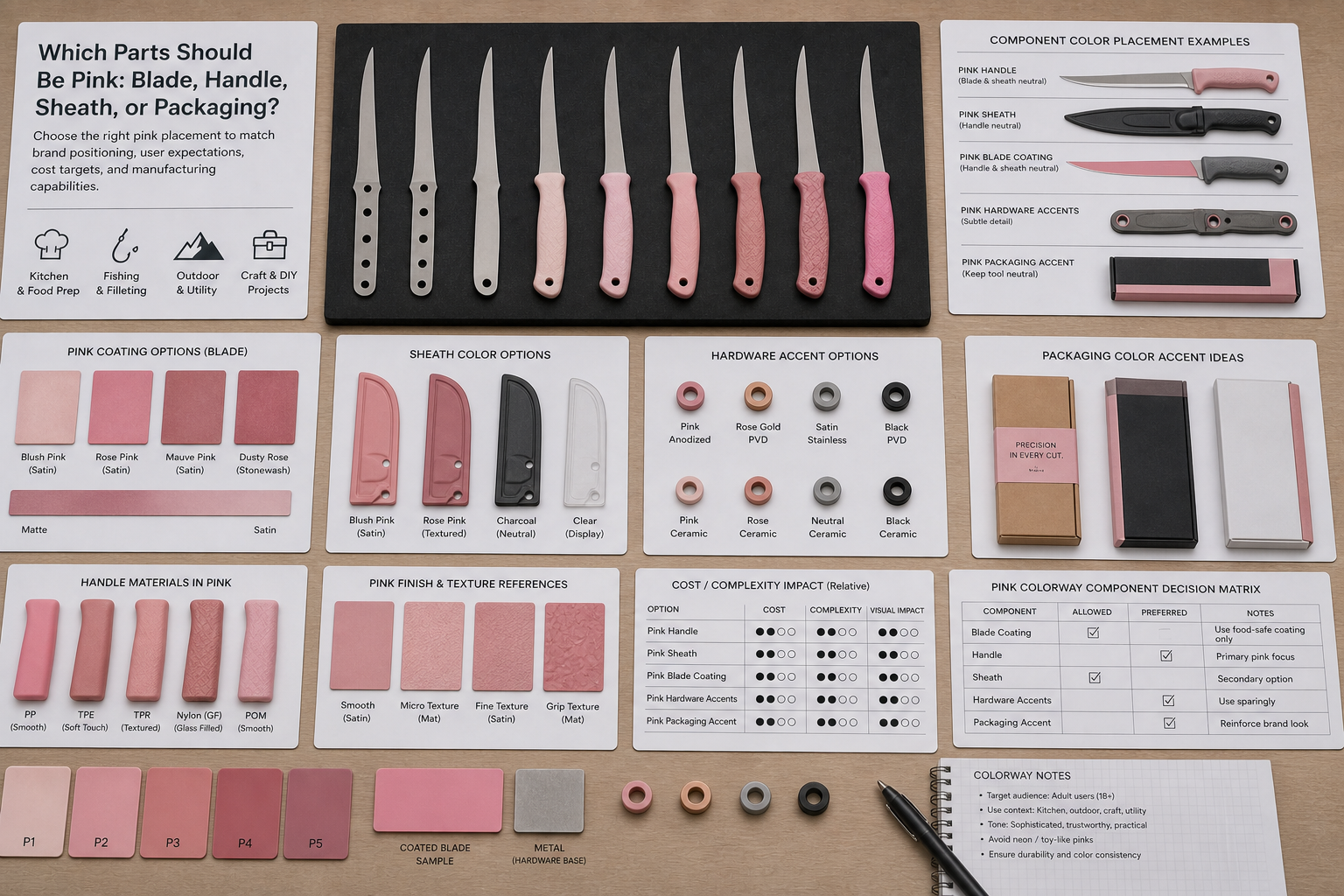 pink knife component color placement pink knife component color placement